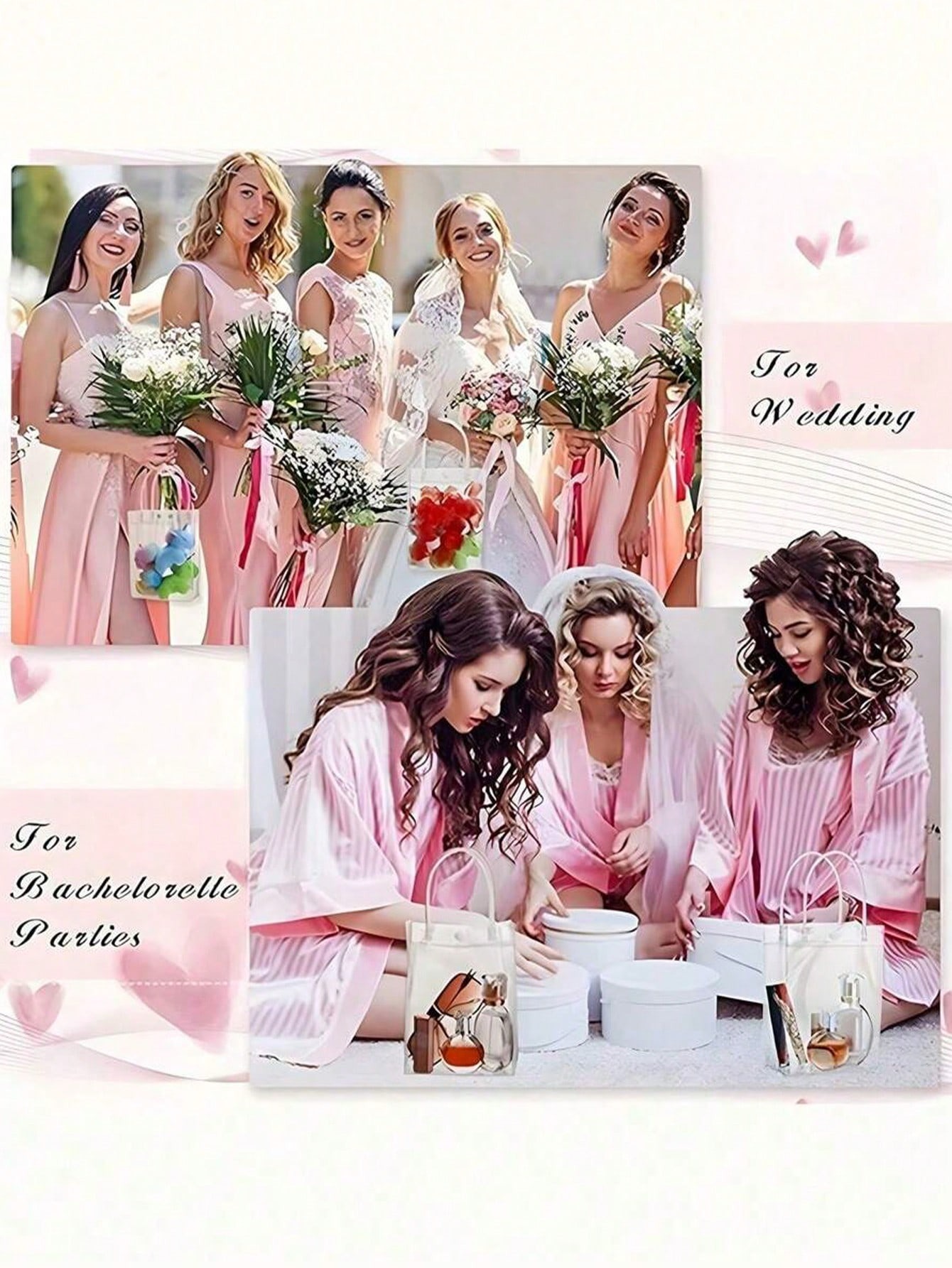 Custom Holiday Party Tote Bags, Clear PVC Gift Bags